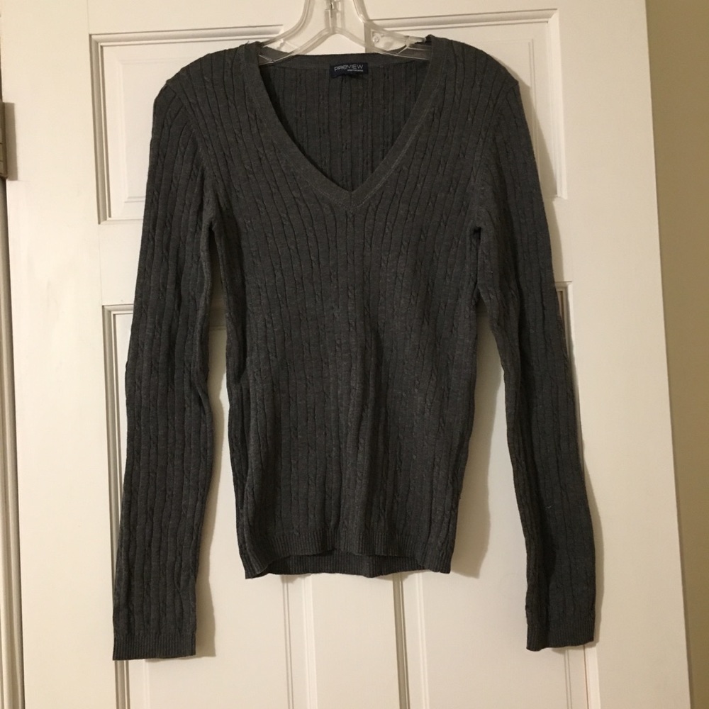 Gray V-Neck Sweater